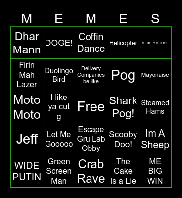 Meme Machine Bingo Card