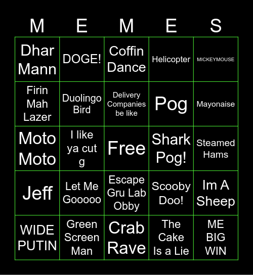 Meme Machine Bingo Card