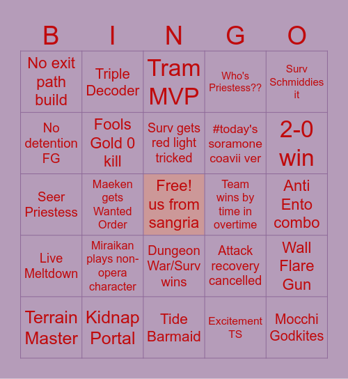 COA VII BINGO!!! Bingo Card