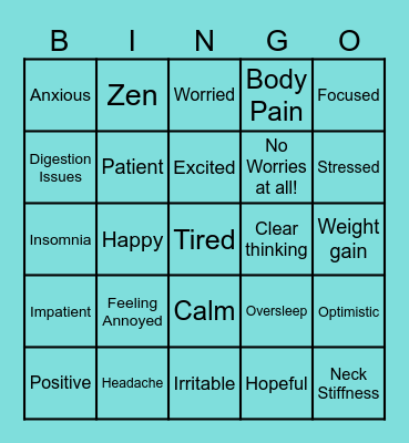 Are you Stressed? Bingo Card