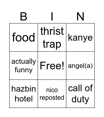 julian tiktok Bingo Card