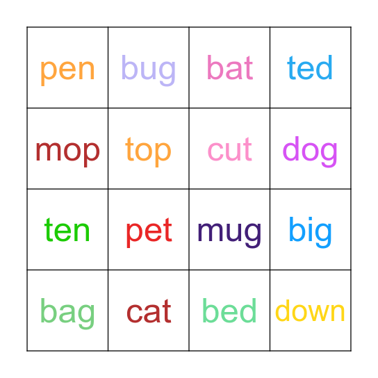 Phonics Bingo HFC OL Bingo Card