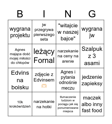 gabs & agnes kraków bingo Card