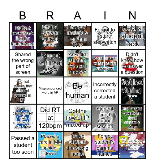 Brain Blunders Bingo Card