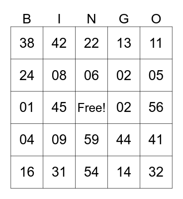 Baby Shower Bingo Card