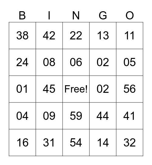 Baby Shower Bingo Card