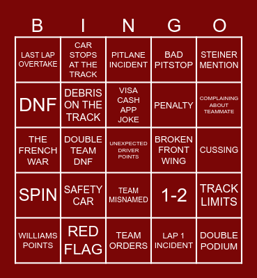 BAHRAIN GP 2024 Bingo Card
