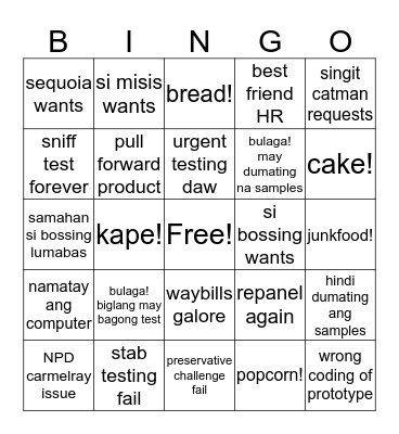 NPD Bingo Card