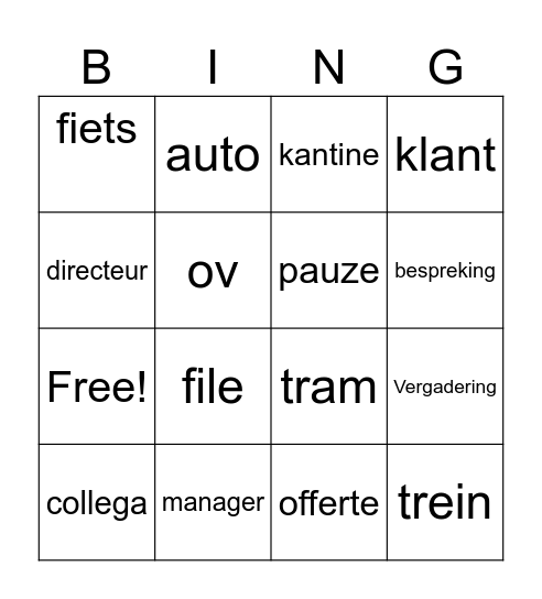 NT2 Werk Bingo Card