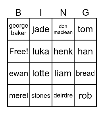 Back to the sixties! Bingo Card