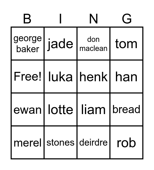 Back to the sixties! Bingo Card