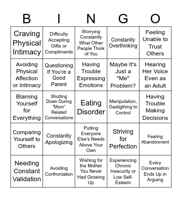 mommy issues 😋 Bingo Card