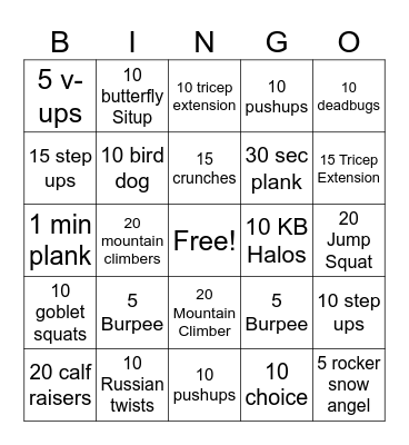 Kyle B Bingo Card