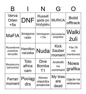 Grand Prix - Ramadan Edition Bingo Card