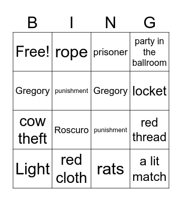 Despereaux Bingo Card
