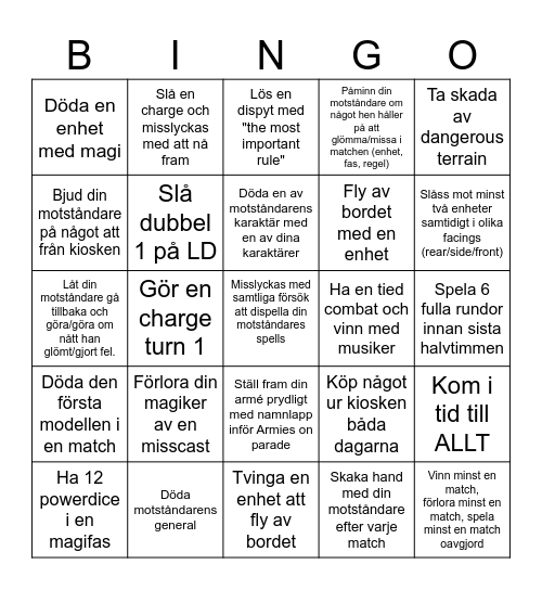 Fantasy-bingo Card