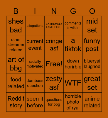 REDDIT BINGO Card
