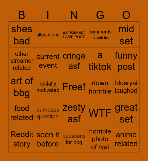 REDDIT BINGO Card