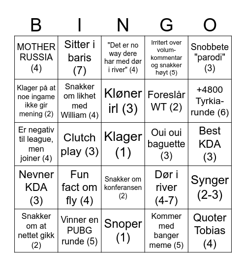 Jabingobongo Bingo Card