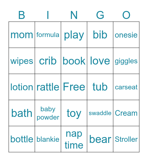 Baby Bingo Card