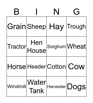 TWH6 Farmers Bingo Card