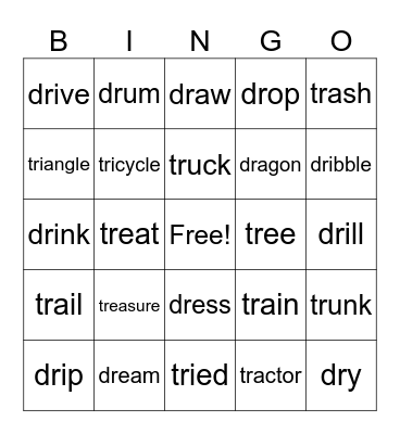 /tr/ and /dr/ clusters Bingo Card