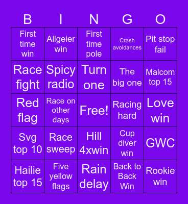 Xfinity Bingo Card