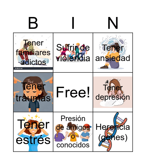 FACTORES QUE PUEDEN CAUSAR ADICCIONES Bingo Card