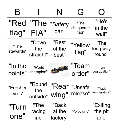 F1 Announcer BINGO Card
