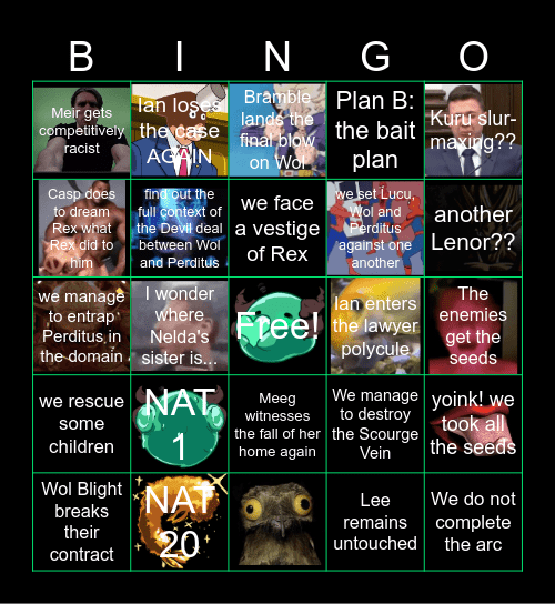 RRR: Session 25 Bingo Card