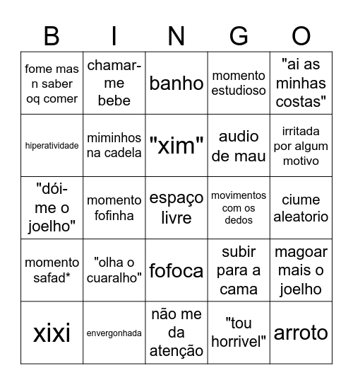 BiléBingo Card