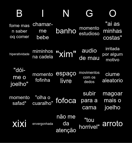 BiléBingo Card