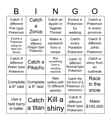 Scarlet/Violet Bingo Card