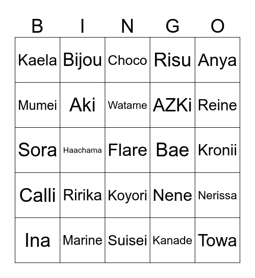 IRyS 3D Guest Bingo Card