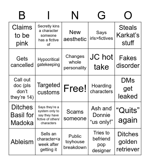Ash Bingo Card