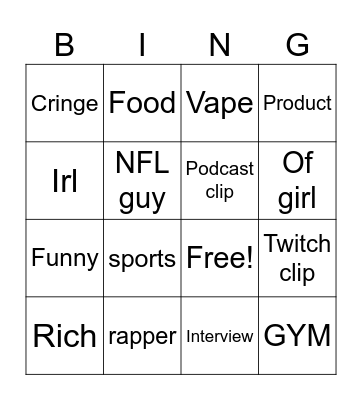 yt shorts Bingo Card