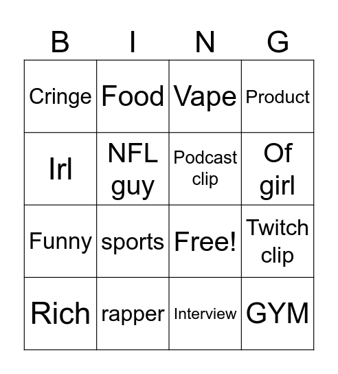 yt shorts Bingo Card