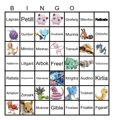 Pokemon Bingo Card