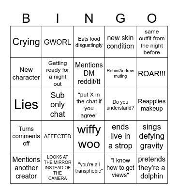 BREAKDOWN BINGO Card