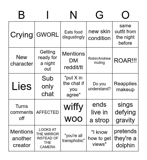 BREAKDOWN BINGO Card