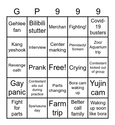 GP999 EP 9 Bingo Card