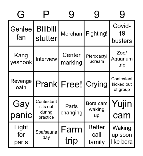 GP999 EP 9 Bingo Card