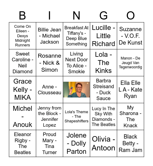 Ledig Erf Muziek Bingo Thema Ronde Vrouwennamen Bingo Card
