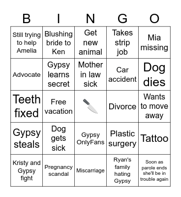 Gypsy Rose Bingo Card