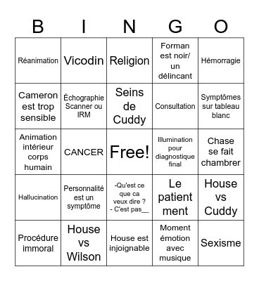 Dr House Bingo s4-5 Bingo Card