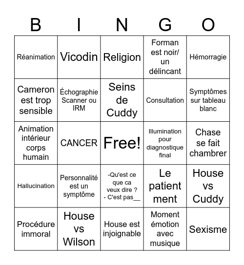 Dr House Bingo s4-5 Bingo Card