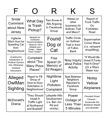 FORKS BINGO 2024 Bingo Card