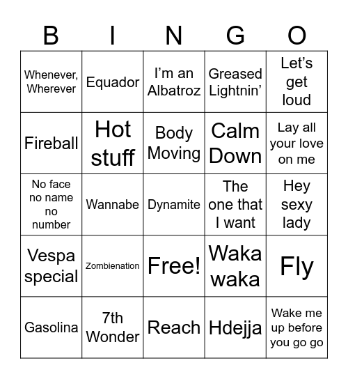 Boogie Boozy Bingo Card