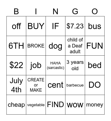 Untitled Bingo Card