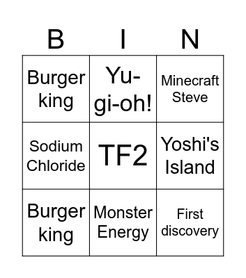 Infinite Craft Bingo Card